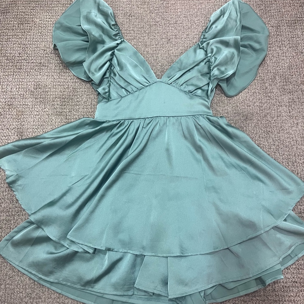 Womens Satin Green Romper- Size S